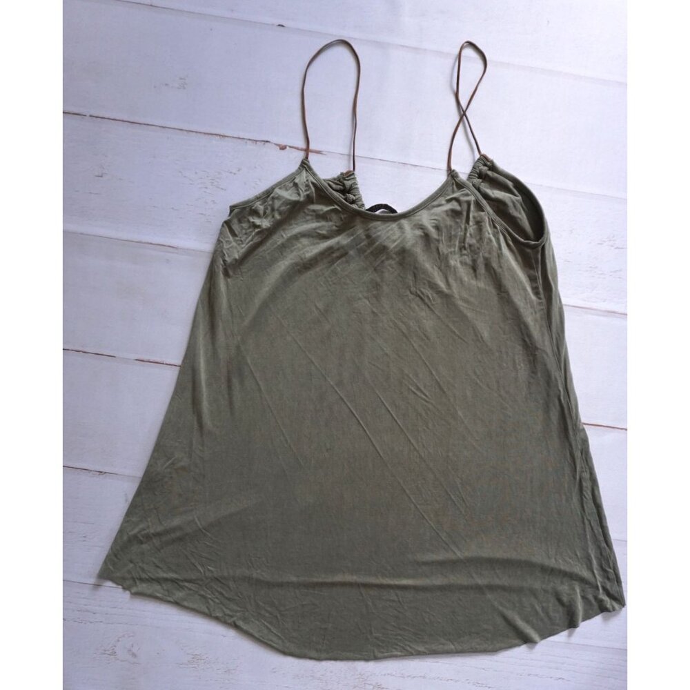 Zara Olive Green Satin Camisole Tank Top - Size S